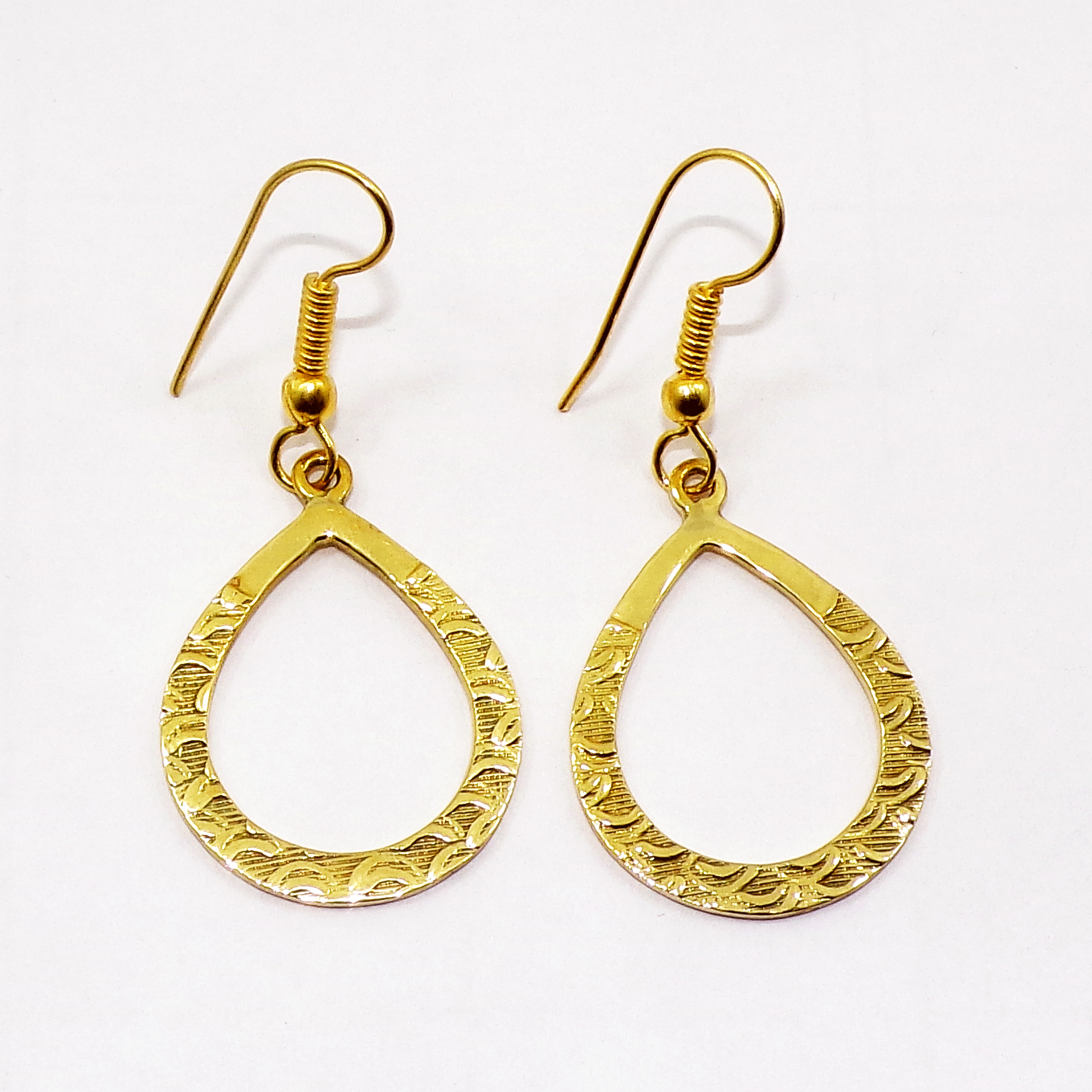 Graceful Plain Earring C - PBE999 New Collection Pear Shape With 18ct Gold Plating Matt Finished Dangle Earring
